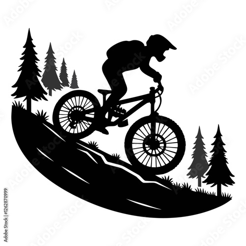 logo bike downhill enduro freeride silhouette black icon on white background