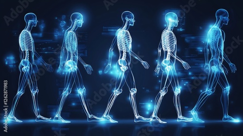 Dynamic display of human skeletal walking