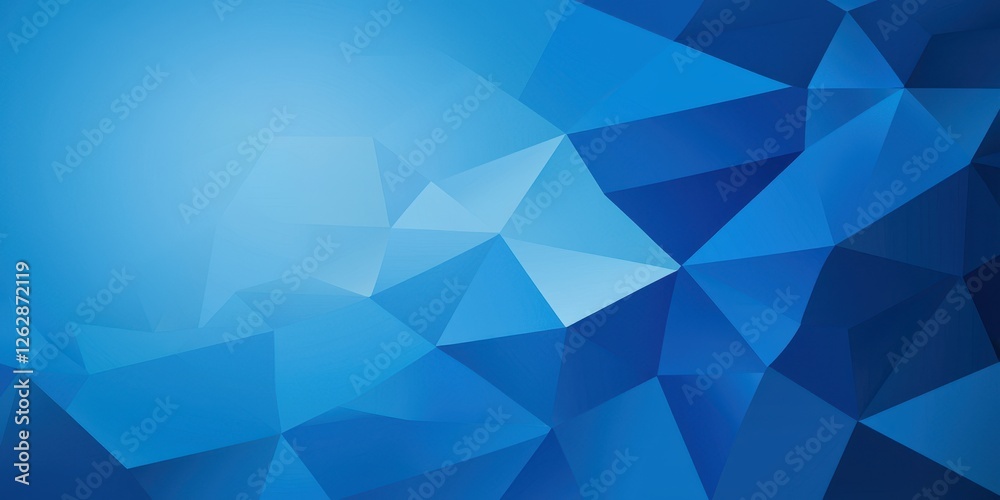 Fototapeta premium Abstract blue geometric background with triangular shapes and gradients.