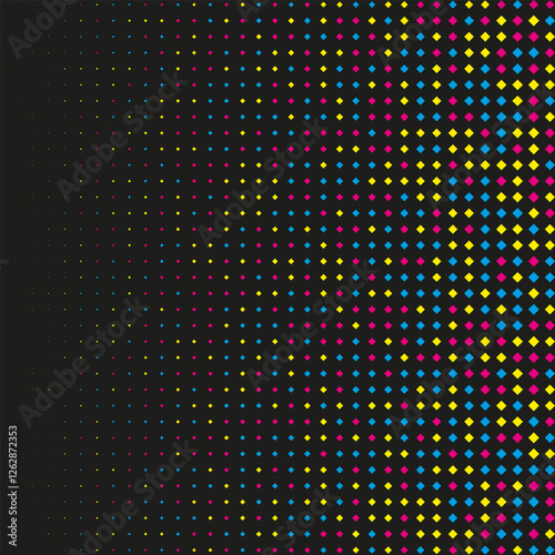 Linear Gradient CMY Halftone Diagonal Squares