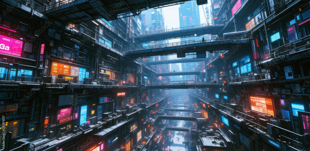 Fototapeta premium anime wallpaper cyberpunk environment illustration background