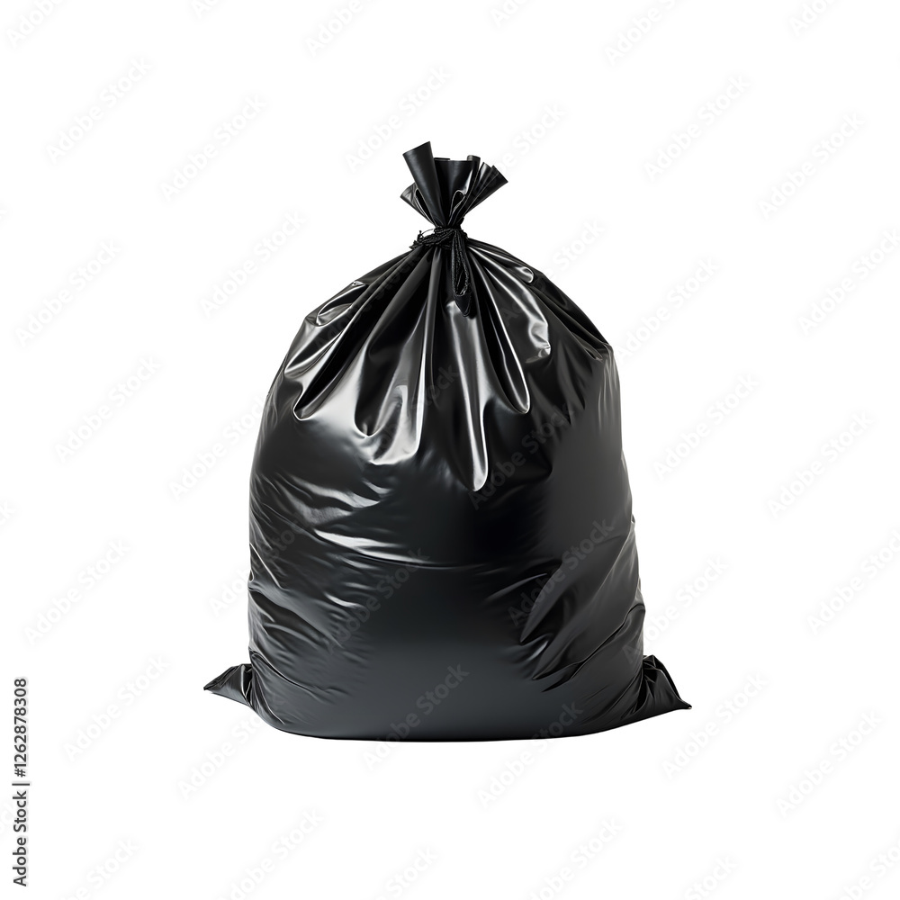 Black Garbage Bag Isolated on Black Background – Realistic Trash Bag Stock Image Black Garbage Bag Isolated on Black Background – Realistic Trash Bag Stock Image