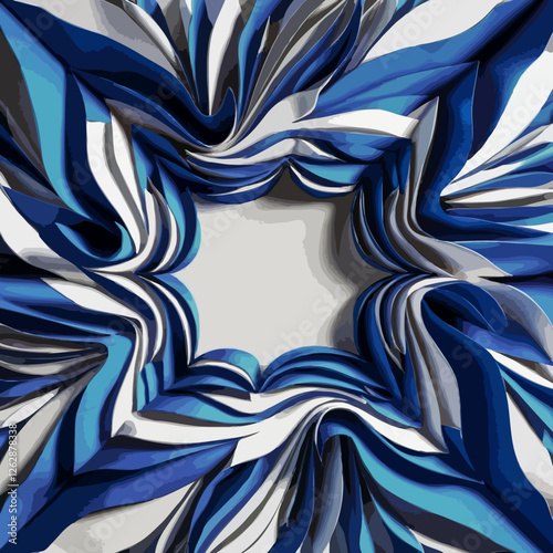 abstract blue and white papercut style frame room for copy space geometric border background blank center area