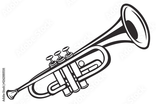 A Simple Trumpet black silhouette vector isolated on a transparent background