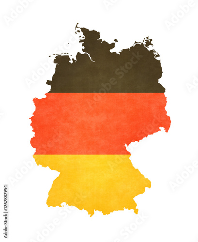Isolated map of Germany with flag in soft grunge and vintage style.
