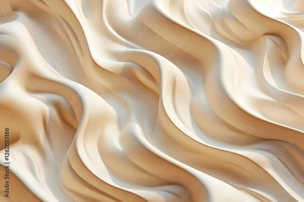 Obraz premium Soft, flowing fabric in warm beige tones, creating elegant waves with subtle shadows and highlights