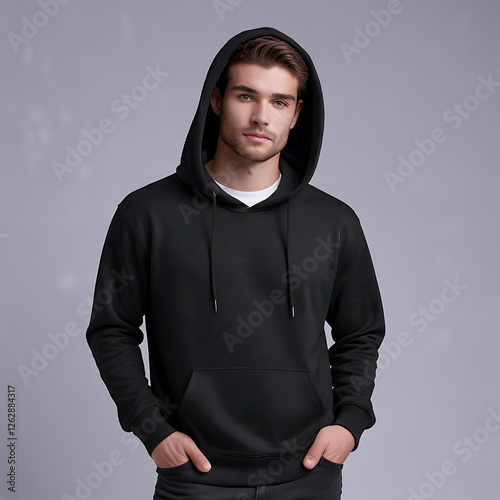Photography of black hoodie on white background