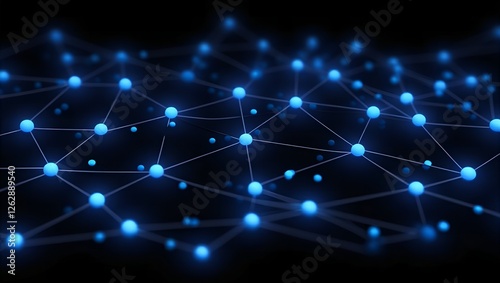 Futuristic blue digital network background with glowing connection points perfect for technology cyberspace AI blockchain and data visualization.