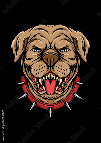 Fierce Protector: An illustration of a determined, muscular dog with a menacing stare and a spiked collar.