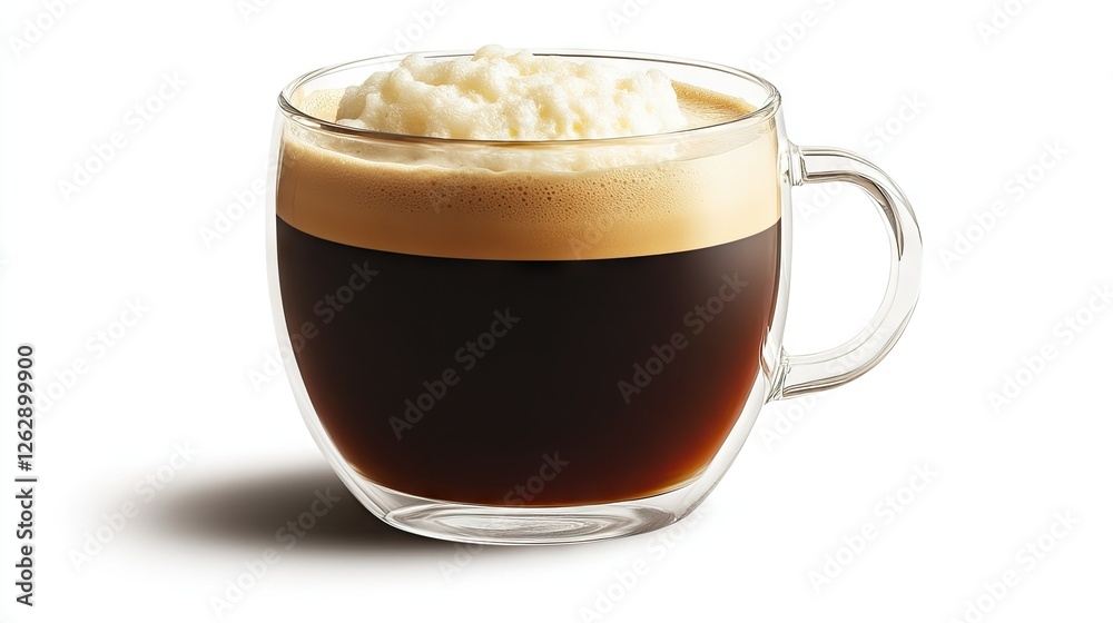 A coffee cup with an espresso shot, isolated on a white background, showcasing the rich color and smooth texture. A coffee cup with an espresso shot, isolated on a white background, showcasing the rich color and smooth texture.