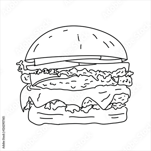 doodle art of a fast-food hamburger