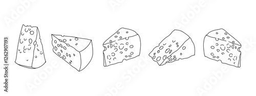vector set of cheese slices