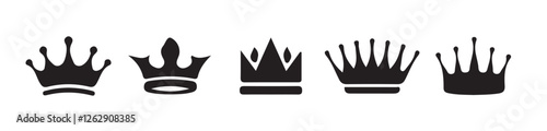 Set of flat crown king vector icon. Crown thin line icon set. Silhouette crown collection. Black crown symbol. vector illustration eps 10