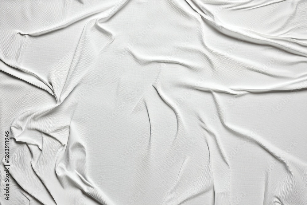High-resolution top view of large white plastic material with natural creases, captured in studio lighting, ideal for product photography High-resolution top view of large white plastic material with natural creases, captured in studio lighting, ideal for product photography