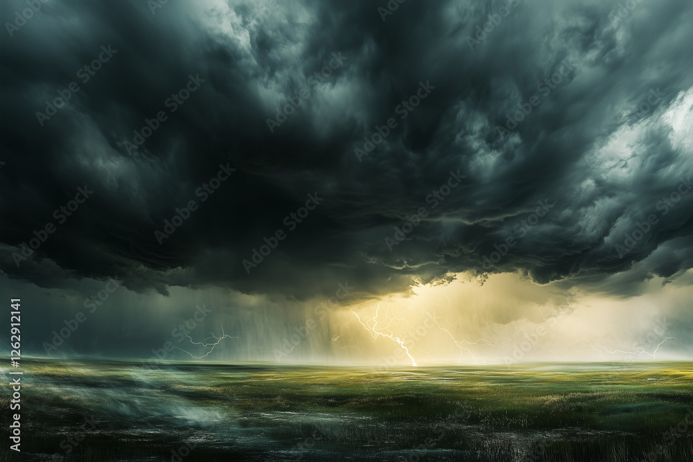 Obraz premium Stormy sea with dark clouds and waves 