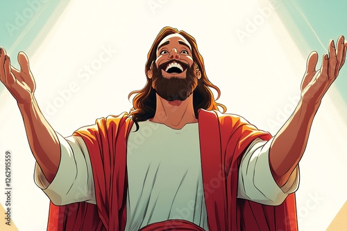 A detailed illustration of Jesus Christ with a pure white background, emphasizing his divine presence, love, and serenity.

 photo