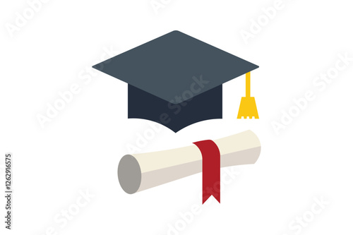 Graduation Cap and Diploma Vector for Websites, graduation cap icon, graduation celebration, university degree icon, graduation symbol