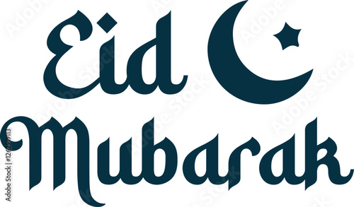 Typography English, Arabic Eid Mubarak Banner Design