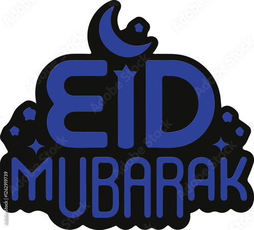 Typography English, Arabic Eid Mubarak Banner Design