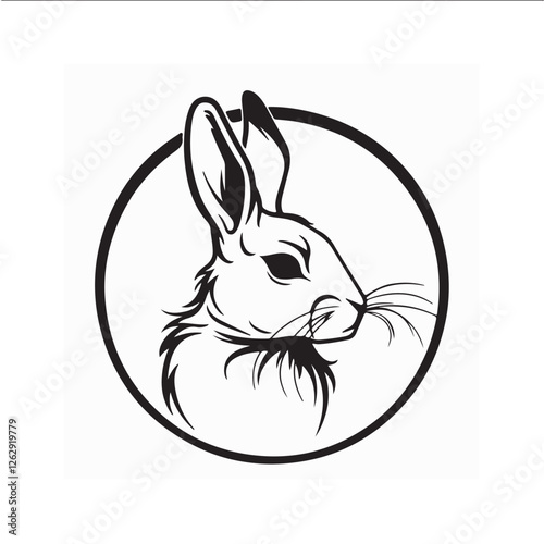 Rabbit head Icon in the circle for community logo, company logo vector on white background.