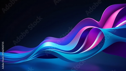 Futuristic abstract flowing neon waves in blue and pink with smooth reflections perfect for digital wallpaper sci-fi backgrounds and modern designs.