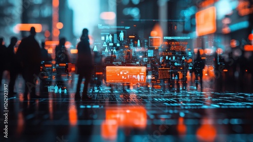 Wallpaper Mural A futuristic dynamic cityscape at night with vibrant neon lights towering skyscrapers and reflections on the wet streets creating a captivating cyberpunk inspired atmosphere Torontodigital.ca