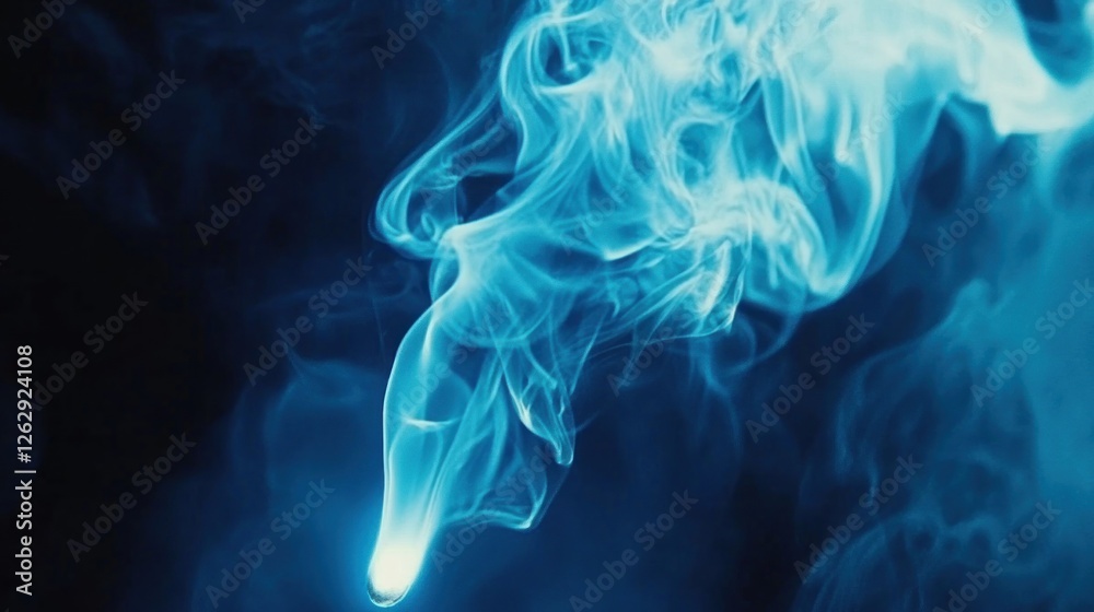 Ethereal blue smoke swirling against a dark background, creating a mystical effect. Ethereal blue smoke swirling against a dark background, creating a mystical effect.