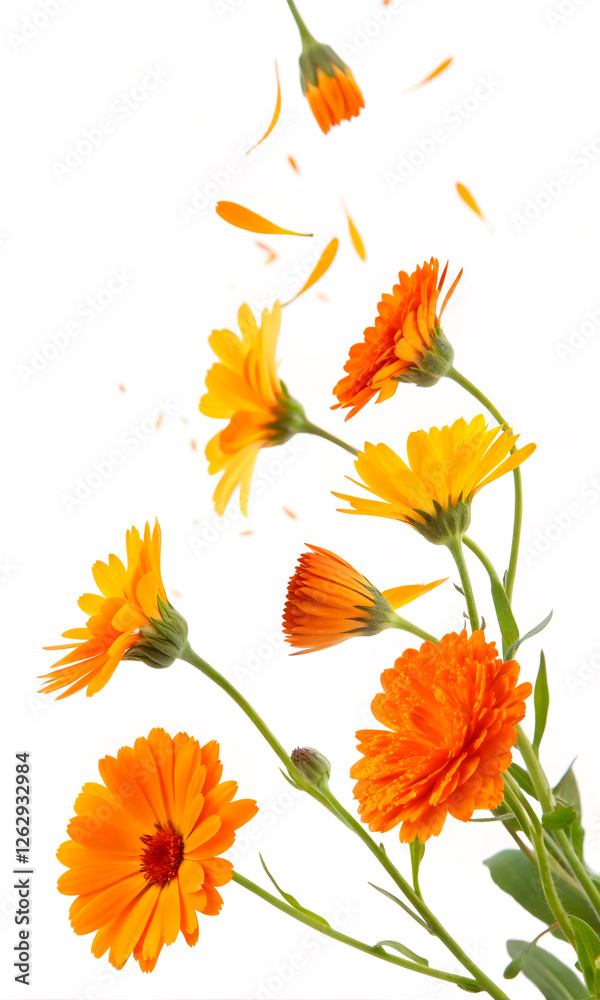 Fototapeta premium orange flowers isolated on white