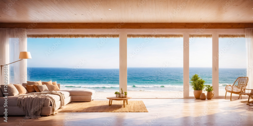 Coastal Living Room with Ocean View. Coastal Living Room with Ocean View.