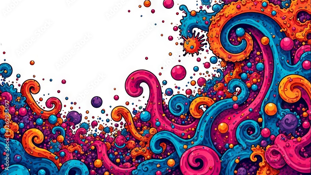 Fototapeta premium Abstract fabulous bright lines, circles, swirls.