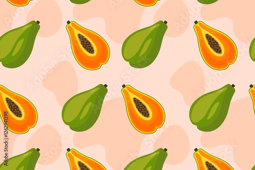 Seamless pattern with papaya