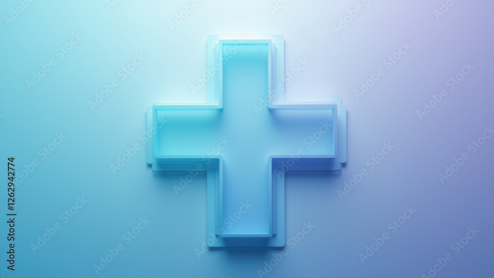 Symbolic blue cross on a light blue background. Symbolic blue cross on a light blue background.