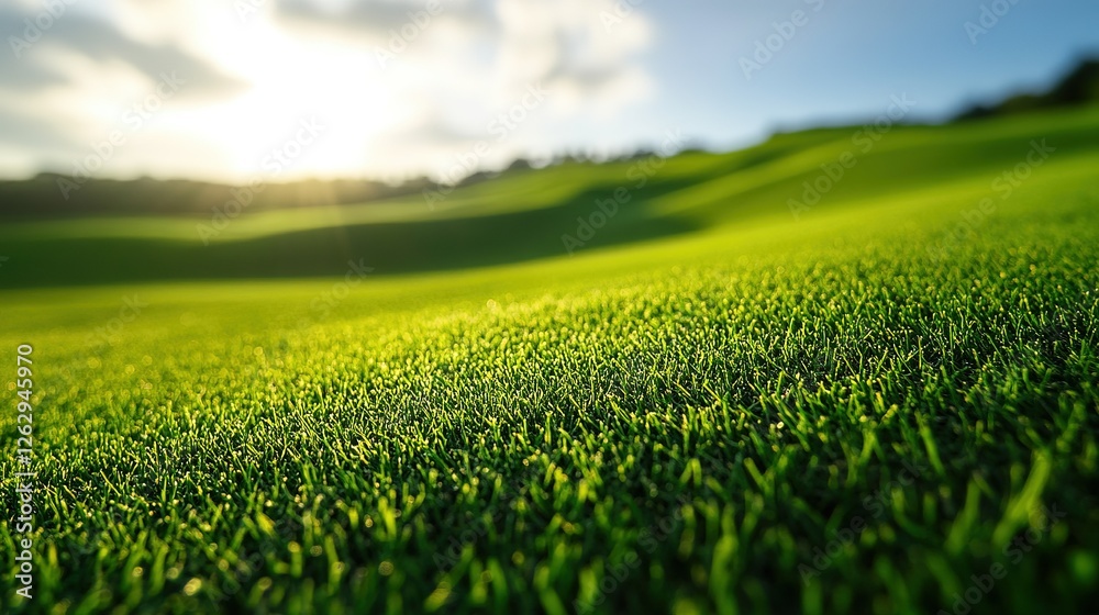 Lush Green Grass Field Under Sunny Sky Lush Green Grass Field Under Sunny Sky