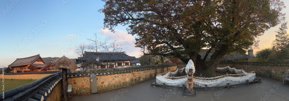 Panorama from the wishing tree in Andong Hahoe Folk Village