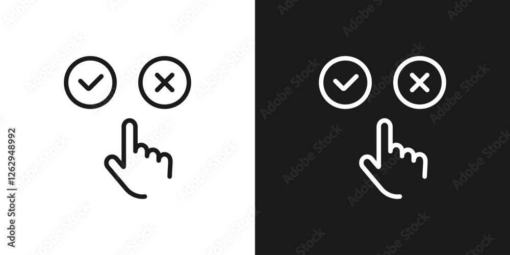 Yes or no, choice, hand cursor. Click icon vector