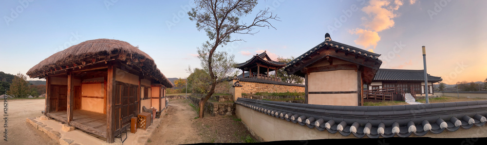 Housing panorama at Andong Hahoe Folk Village