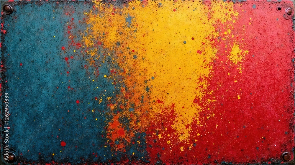 Fototapeta premium Spray Paint Art on Weathered Metal - Bold Colors