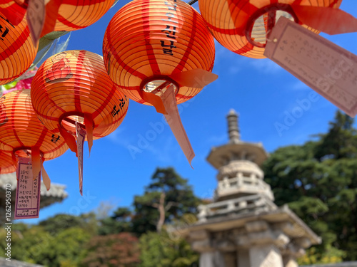 Obraz na płótnie Lanterns at Bulguksa Buddhist temple w salonie