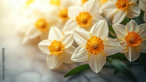 Daffodils. Postcard for the day of March 8 and international women's day. A celebration of spring.