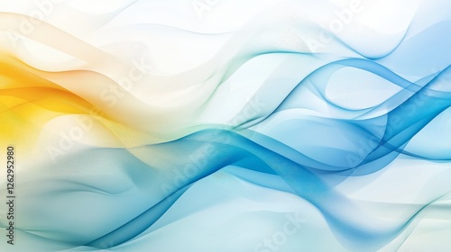 Fluid Abstract Waves: A Calming Blend of Blue, Teal, and Gold Hues