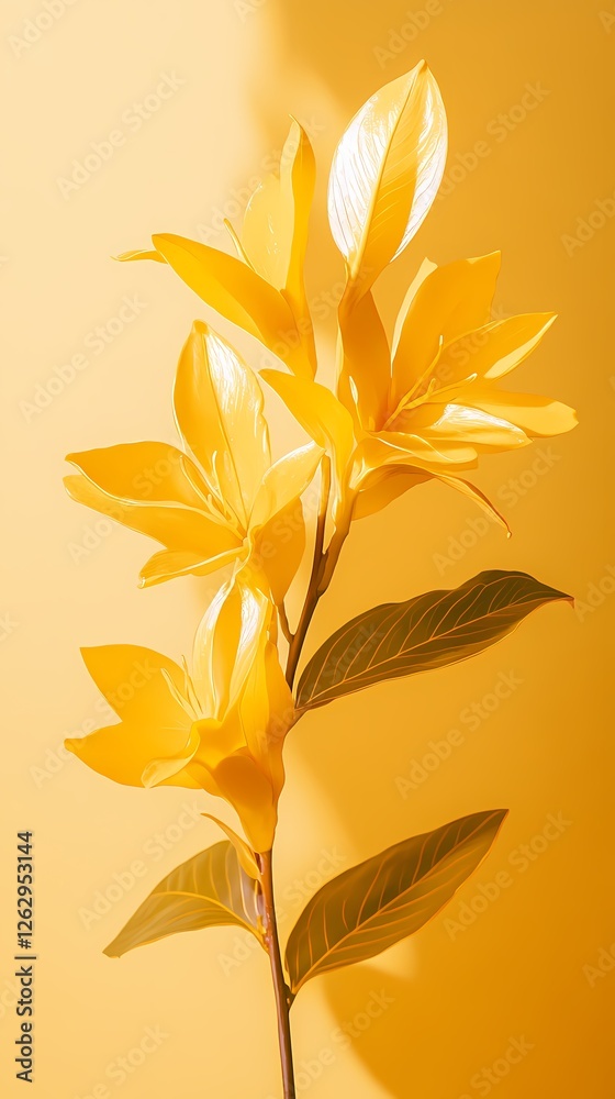 Retro yellow flower plant pattern illustration poster background
