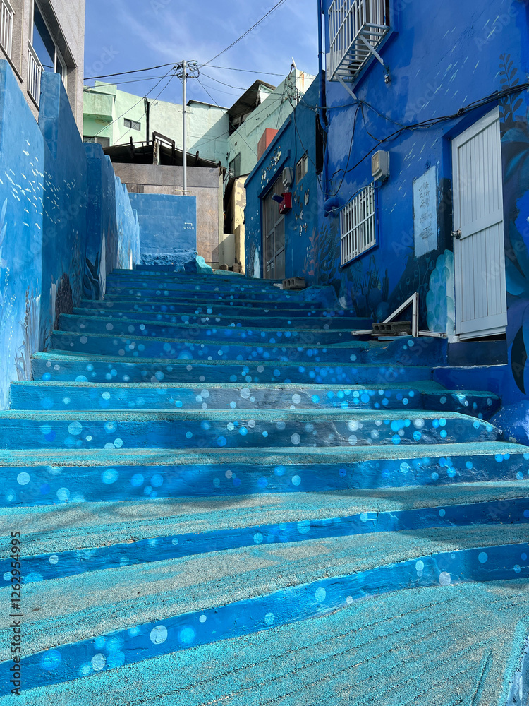 Blue stairs in Huinnyeoul Culture Village