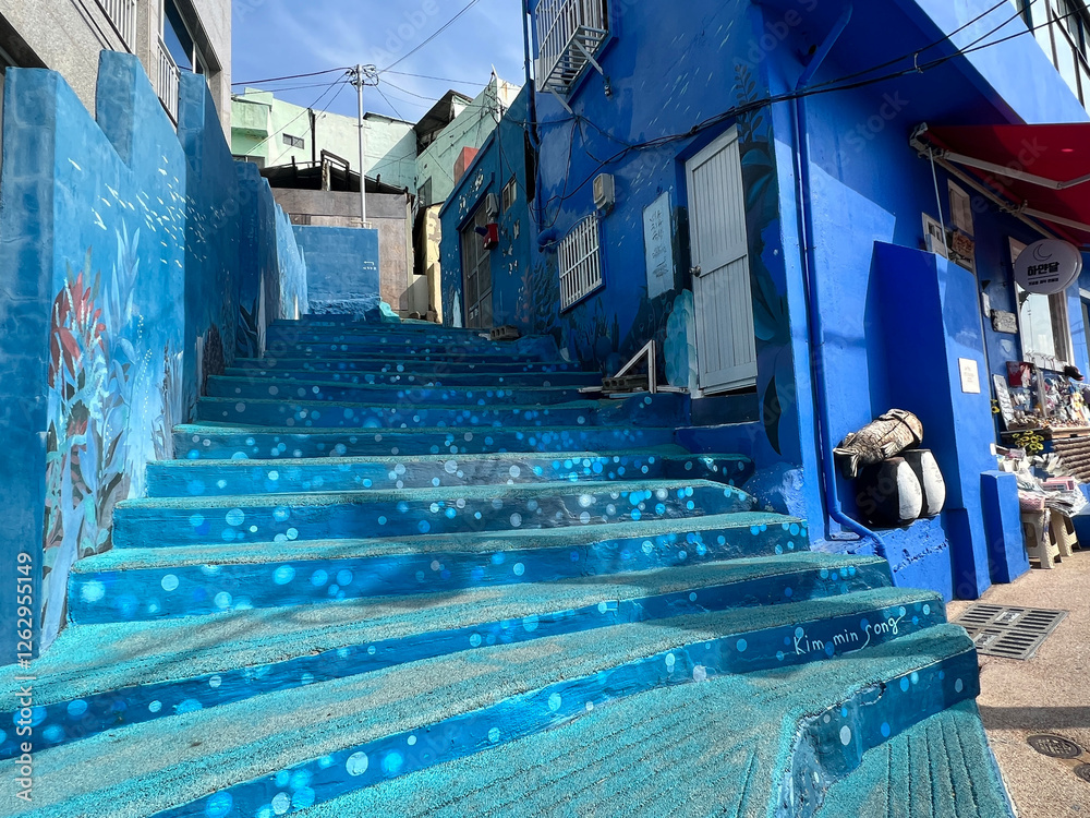 Blue stairs in Huinnyeoul Culture Village