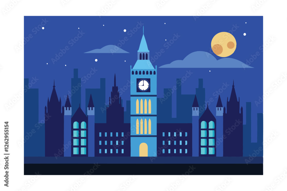 Fototapeta premium night city vector illustration