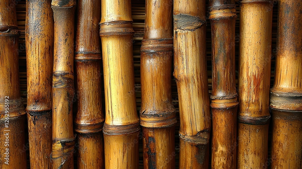 Close up Texture of Golden Brown Bamboo Poles Natural Background Exotic Asian Design Element Close up Texture of Golden Brown Bamboo Poles Natural Background Exotic Asian Design Element