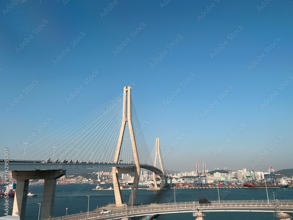 Harbor and highway in Busan