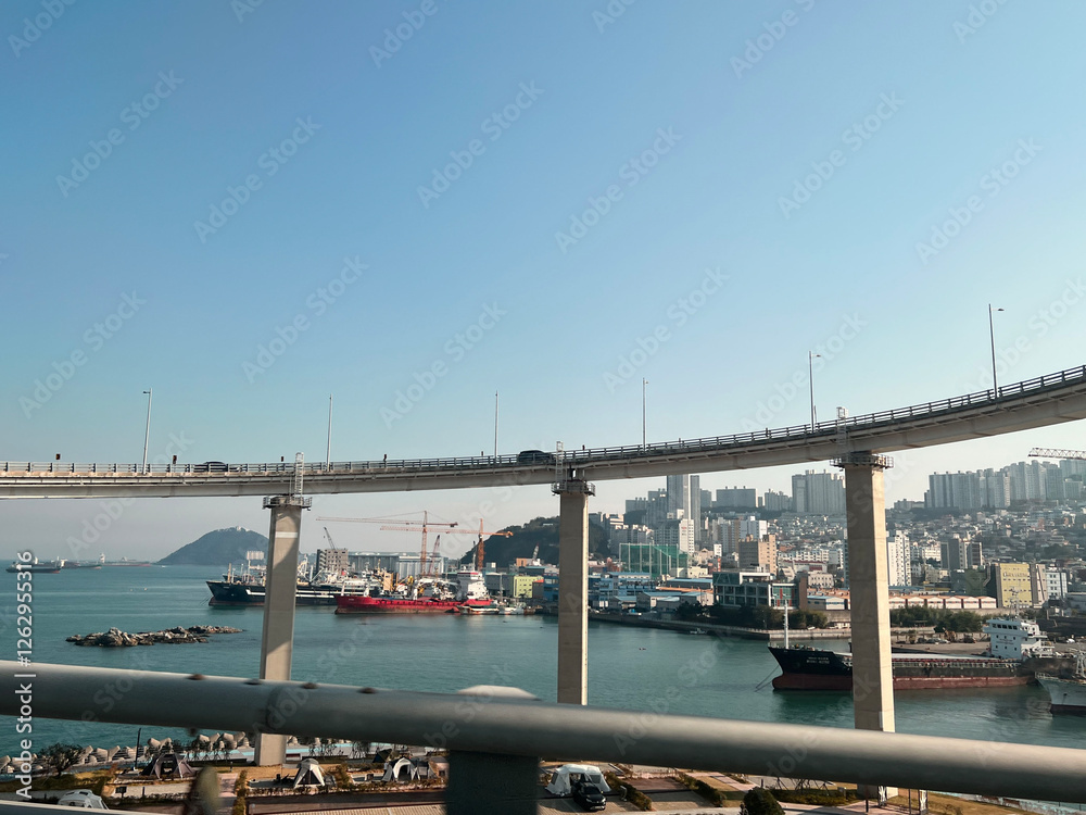 Harbor and highway in Busan