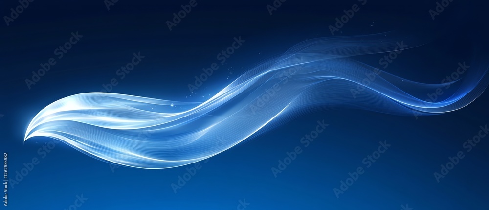 Fototapeta premium Abstract Blue Light Wave Flow Elegant Design art soft dark curve lines