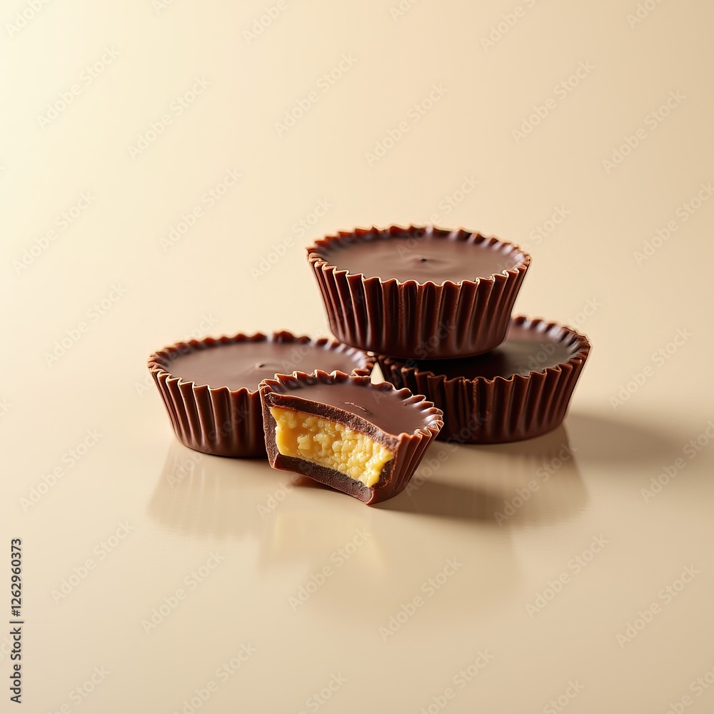 Delicious Peanut Butter Cups - Top View, Bright & Tasty Delicious Peanut Butter Cups - Top View, Bright & Tasty