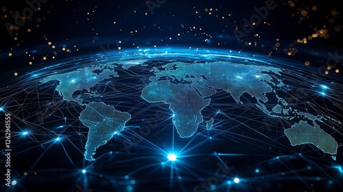 Global Network Connection Illuminated World Map